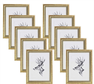 10-delige set houten fotolijsten met glas A4 | Goud | 21x29,7 cm
