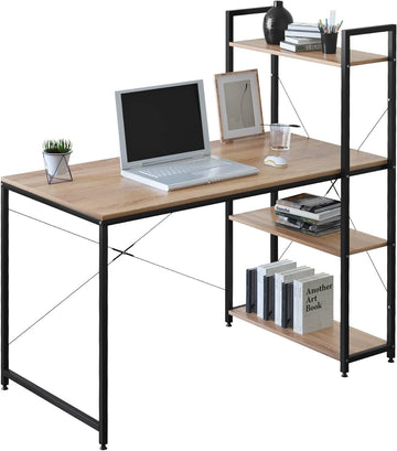 Bureau met opbergrek van hout en staal | 120x64x120 cm
