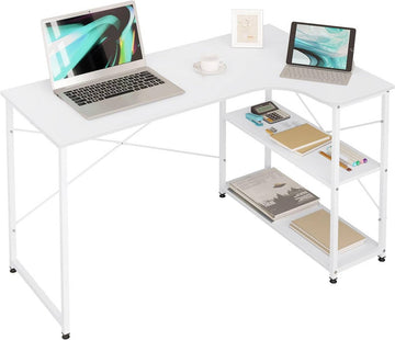 L-vormig bureau met opbergruimte | Wit | 120x74x71,5 cm
