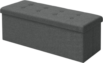 Opvouwbare opbergbank met zitkussen | Donkergrijs | 110x37,5x38 cm
