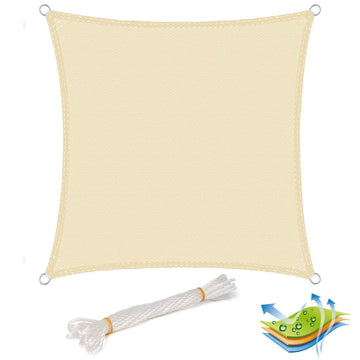 HDPE zonnezeil met UV-bescherming 4x4 m | Creme | 400x400 cm