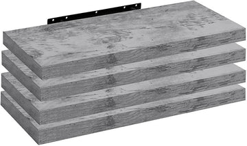 Set van 4 zwevende wandplanken MDF | Grijs eiken | 110x22,9x3,8 cm