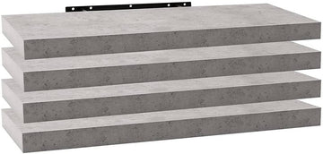 4-delige wandplankenset MDF | Licht cement | 80x22,9x3,8 cm