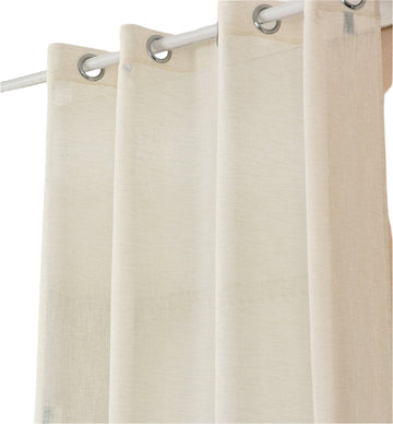 Set van 2 transparante gordijnen met ogen in linnenlook | Crème | 140x175 cm