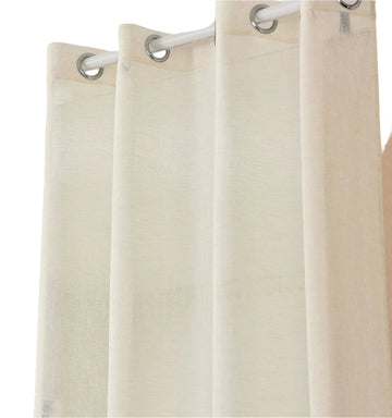 2-delige transparante gordijnen met ringen in linnenlook | Crème | 140x225 cm