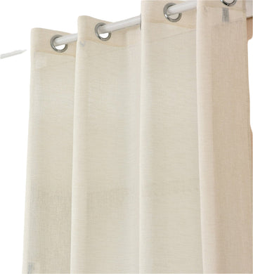 Set van 2 transparante gordijnen met ringen in linnenlook | Crème | 140x145 cm