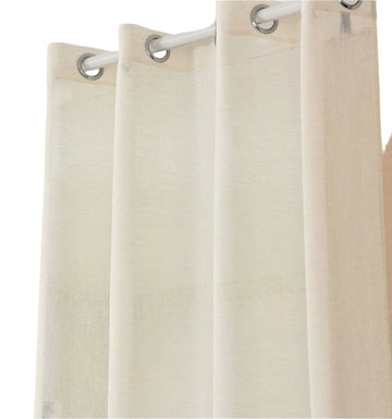 2-delige transparante gordijnen met ringen linnenlook | Crème | 140x245 cm