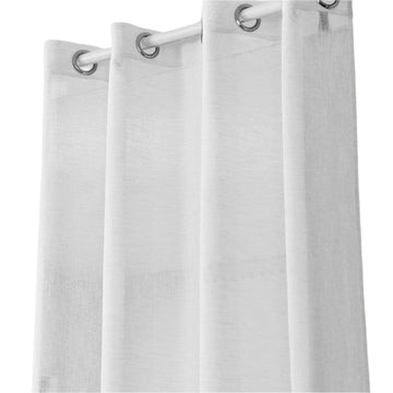 2 transparante gordijnen met ogen in linnenlook | Wit | 140x225 cm