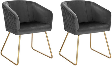 Set van 2 gestoffeerde keukenstoelen met armleuningen van fluweel | 43x41x76,5 cm