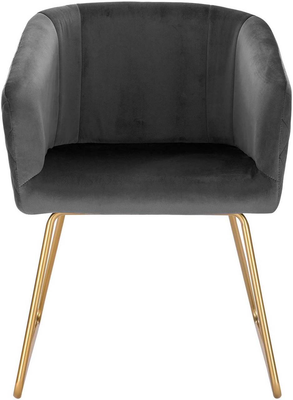 Set van 2 gestoffeerde keukenstoelen met armleuningen van fluweel | 43x41x76,5 cm