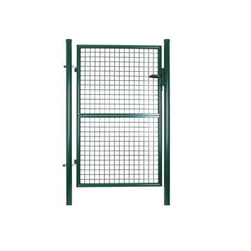 Metalen tuinpoort met palen en slot, groen, 200 x 106 x 6 cm
