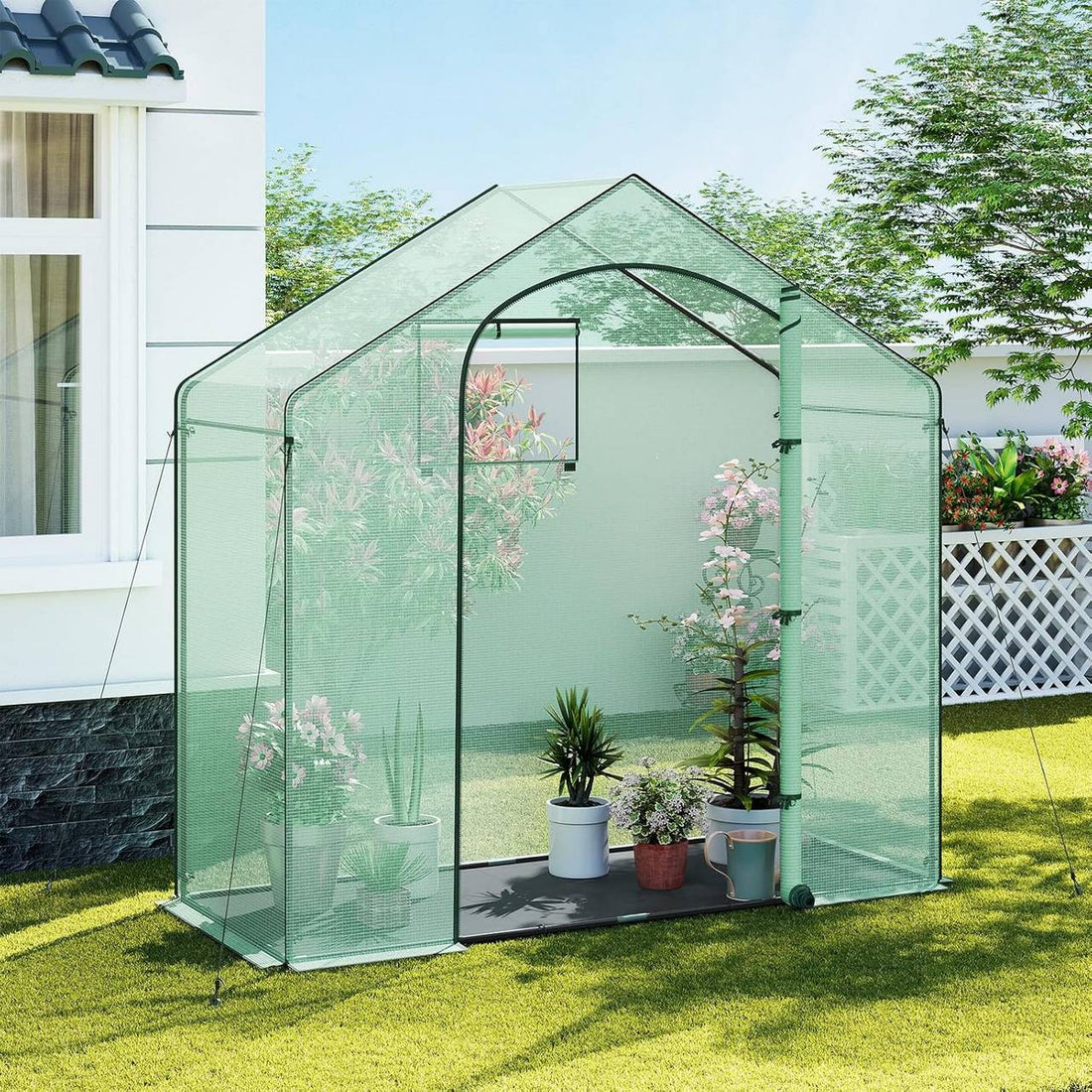 Winterbestendige foliekas met deur en raam | Groen | 200x80x200 cm