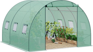 Wintervaste foliekas met deur en 6 ramen | Groen | 300x300x200 cm