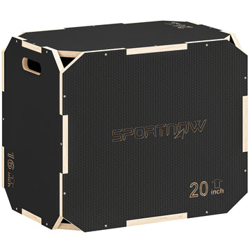3-in-1 Plyo Box - Houten springbox voor fitness | Kleur: Zwart | Afmetingen: 51x61x41 cm