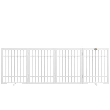 Houten hondenhek voor kleine honden tot 40 cm | Kleur: Wit | Afmetingen: 24.5x183x61 cm