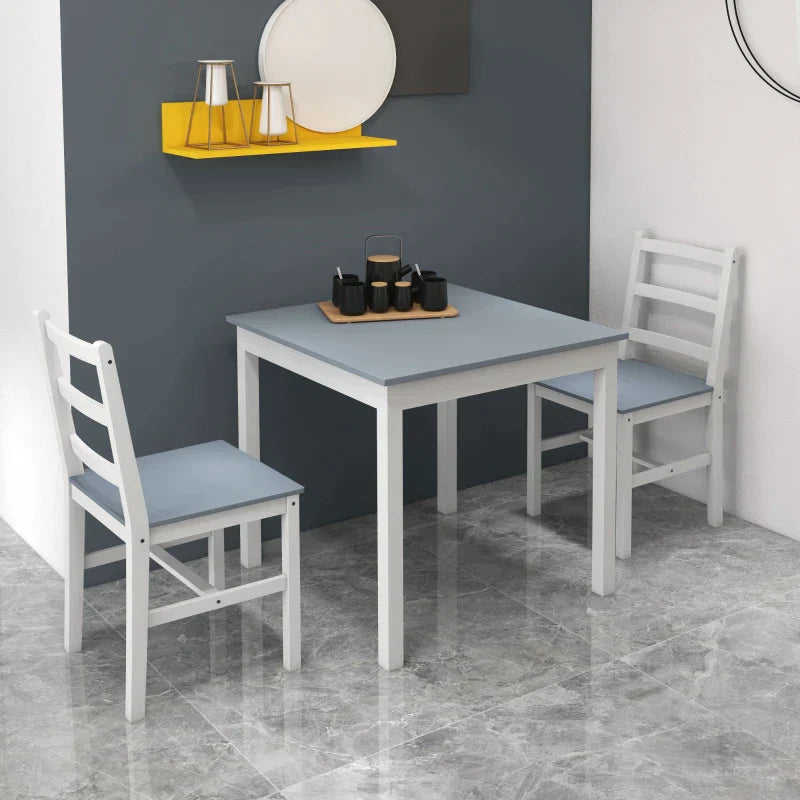 3-teilige Essgruppe für 2 Personen | Farbe: Grau + Weiß | Maße: 75x75x73 cm