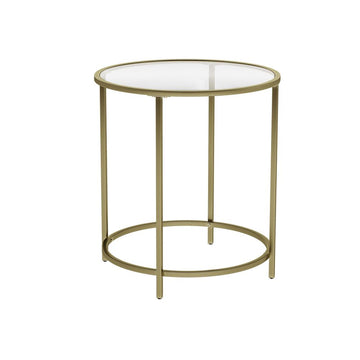 Ronde bijzettafel - metalen frame - glazen blad - goud - 50 x 50 x 55 cm