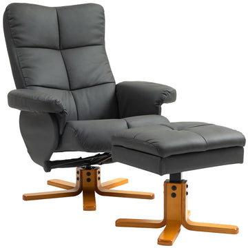 Relaxstoel met voetenbank - Kantelbare fauteuil 145° | Kleur: Grijs | Afmetingen: 80x86x99 cm