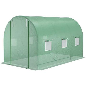Foliekas met oprolbare deur en ramen | Kleur: Groen | Afmetingen: 200x350x200 cm