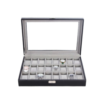 Horlogedoos voor 24 horloges - organizer - reisetui - MDF - zwart