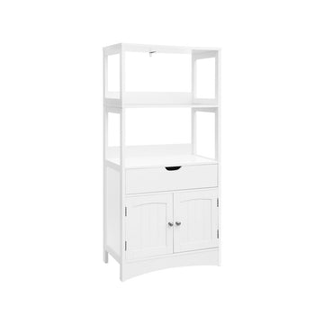 Badkamerkast op voet - Witte hoekkast met dubbele deur - 60 x 32,5 x 122 cm
