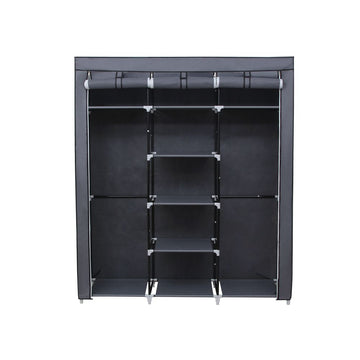 Stoffen kledingkast met kledingstang, grijs, 150 x 175 x 45 cm
