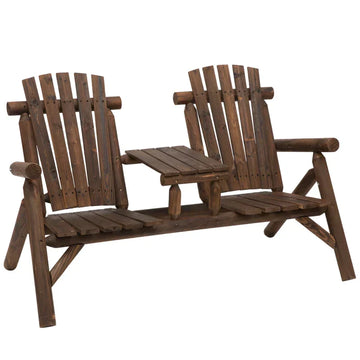 Tuinbank voor 2 personen met midden tafel | Kleur: Carbonized | Afmetingen: 156x83x95 cm