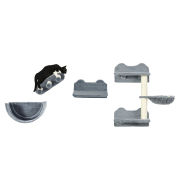 4-delige kattenklimwandset - Krab- en speelwand | Kleur: Grijs