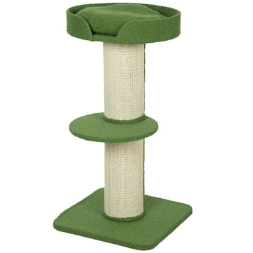 Kattenboom 91 cm met krabpalen en slaapmand | Kleur: Groen, Wit | Afmetingen: 45x45x91 cm