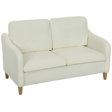 Witte 2-zitsbank met Sherpa-fleece-look | Kleur: Wit | Afmetingen: 137x69x82 cm