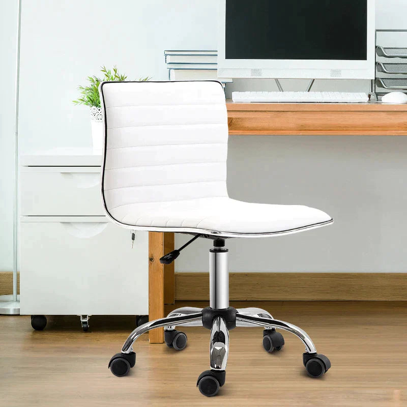Kappersstoel - Verstelbare salonstoel met wielen | Kleur: Wit | Afmetingen: 52x48x78-90 cm