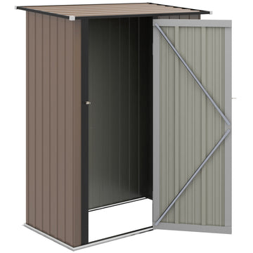 Stalen tuinhuisje met afsluitbare deur | Kleur: Bruin | Afmetingen: 84x142x189 cm