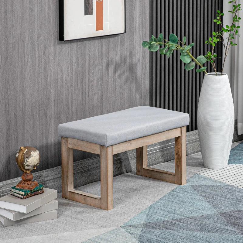 Voetenbankje - Scandinavische hocker | Kleur: Grijs + naturel | Afmetingen: 38x68x42 cm
