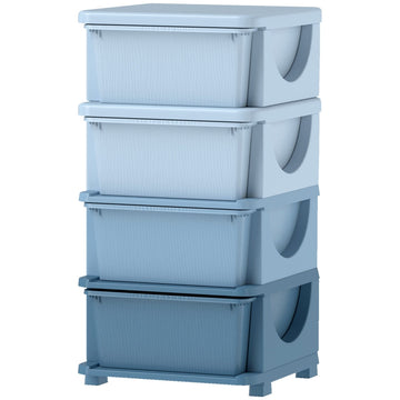 Opbergkast voor kinderen met 4 lades | Kleur: Blauw | Afmetingen: 37x37x76 cm
