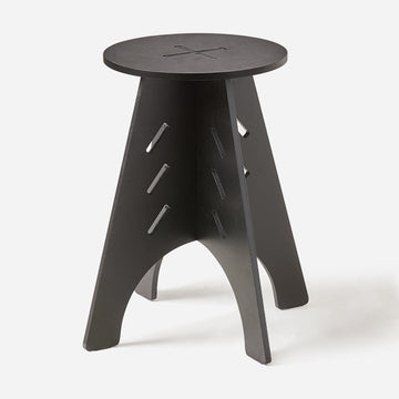 Houten Bijzettafel - Salontafel - Tenon Joint Table - Eenvoudige montage - Milieuvriendelijk - Geluidsreducerende vloerbeschermers - H48,5 x Ø30,5cm - Zwart