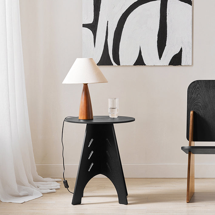 Houten Bijzettafel - Salontafel - Tenon Joint Table - Eenvoudige montage - Milieuvriendelijk - Geluidsreducerende vloerbeschermers - H55 x Ø46,5cm