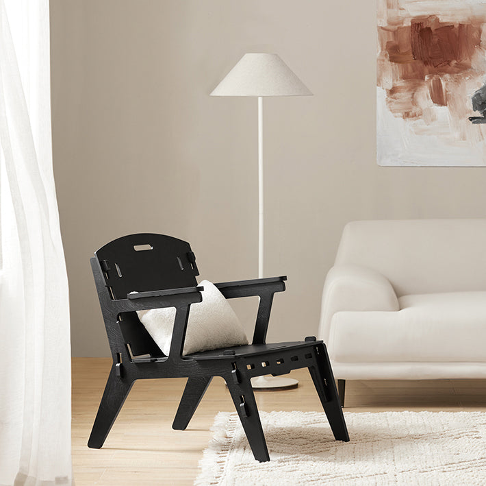 Wood Lounge Chair - Fauteuil - Houten zitting - Eenvoudige montage - 55cm x 70cm x 72cm - Milieuvriendelijk - Modern design