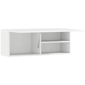 Badkamer wandkast met opklapdeur en gasveer | Kleur: Wit | Afmetingen: 80x25x30 cm