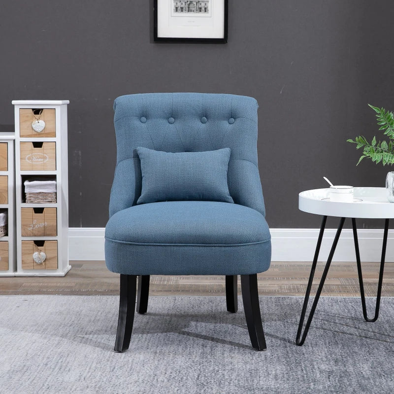 Vintage Sessel mit Kissen | Farbe: Blau | Abmessungen: 52,5x69x77 cm