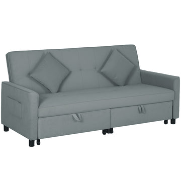 Slaapbank 3-zits met bedfunctie | Kleur: Grijs | Afmetingen: 196x90x89 cm