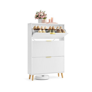 Schoenenkast met 3 kleppen | Wolkenwit | 80x24x123 cm