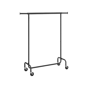 Kledingrek op wielen - verstelbaar - draagkracht 136 kg - zwart - 45 x (110-150) x 160 cm