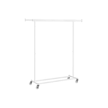 Kledingrek op wielen - Garderoberek - 90 kg draagvermogen - Wit - 45,4 x (92-132) x 160 cm