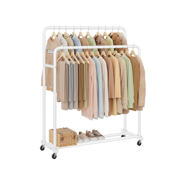 Kledingrek op wielen voor flexibele opslag | Mat wit | 110x46,5x155 cm