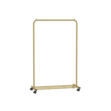 Kledingrek op wielen met gouden plank - staal - 40,5 x 91 x 158 cm