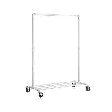 Kledingrek op wielen - zwaar belastbaar - staal - wit - 100 x 49 x 163 cm