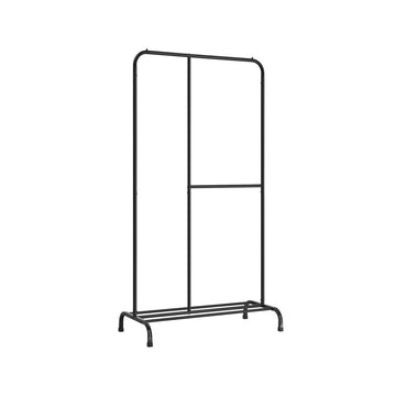 Kledingrek met schoenenrek - verrijdbaar - staal - zwart - 105 x 50 x 195 cm