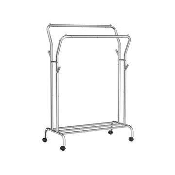 Kledingrek op wielen - kledingorganizer - mobiel - ruimtebesparend - 152 x 60 x 155 cm