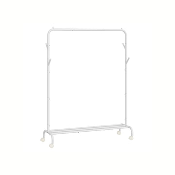 Kledingrek op wielen - verrijdbaar garderoberek - staal - 103,5 x 41 x 155 cm - wit