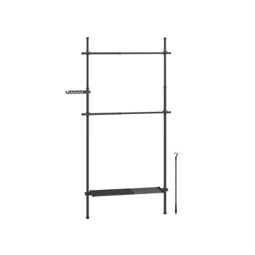 Kledingrek, kledingstang en kapstok, mat zwart - 33,5 x (84-123) x (208-310) cm